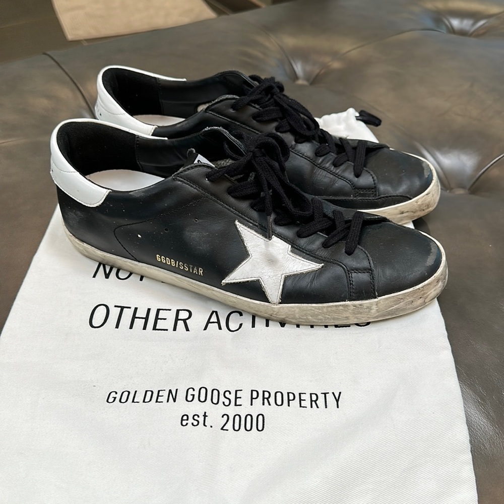 Men’s black and white leather golden goose shoes size 43 - Picture 1 of 4